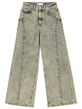 Frayed vintage style elowen wash high rise wide leg jeans size 29 brand new